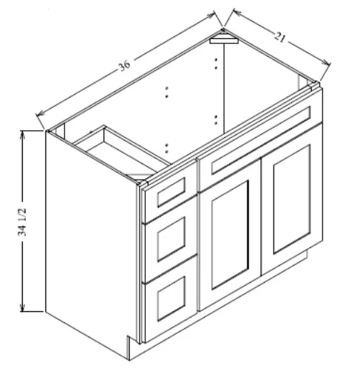 VANITY SINK COMBO -DRAWERS LEFT
