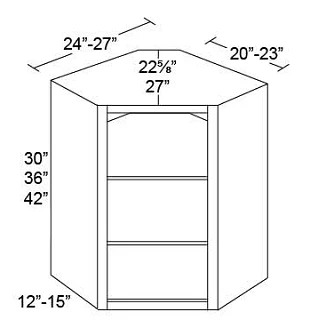NO DOOR WALL DIAGONAL CORNER CABINET - FOR GLASS DOORS