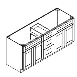 Vanity Combo Base Cabinet – Two Sink & Drawer