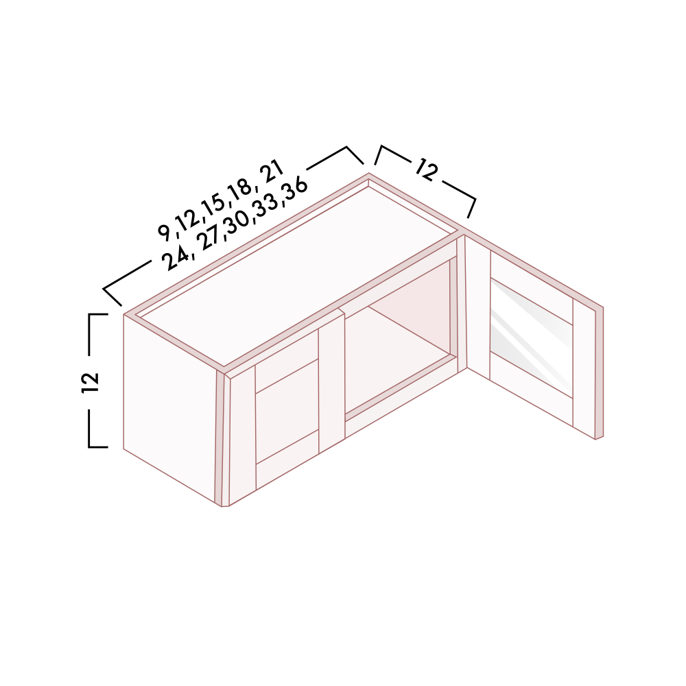 12"" HIGH GLASS DOOR WALL CABINETS