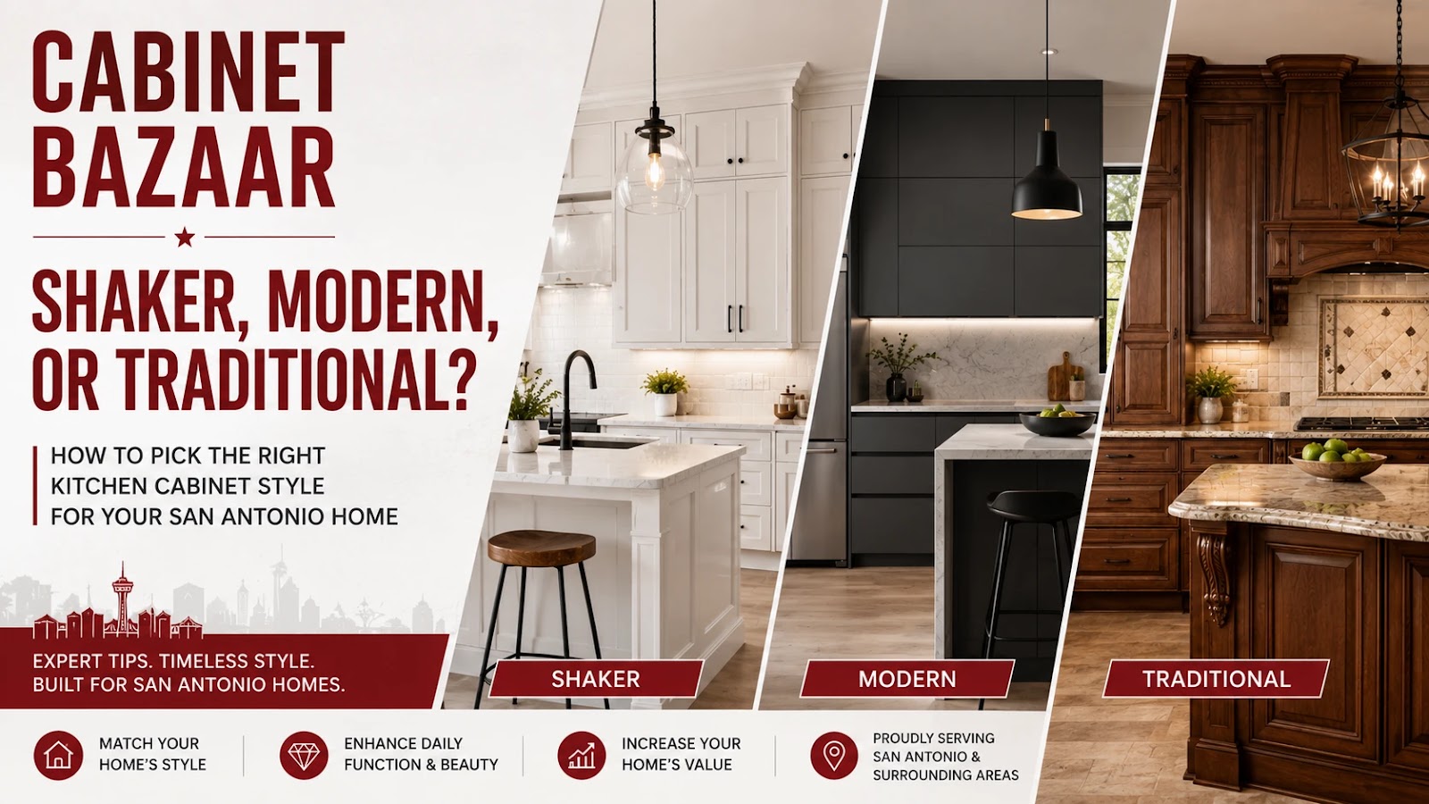 Kitchen Cabinet Styles for San Antonio Homes: How to Choose the Right Look, Material, and Finish