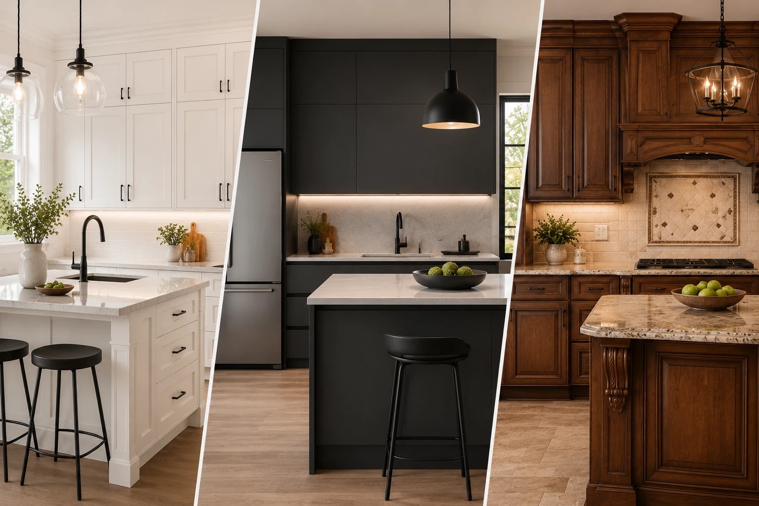 Shaker vs modern vs traditional kitchen cabinet design comparison